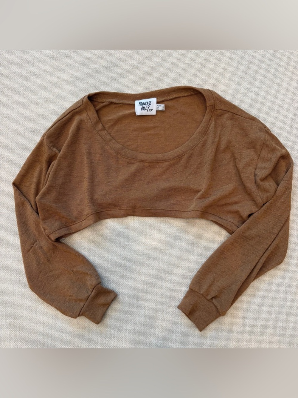 Princess Polly Chocolate Brown Cropped Long Sleeve Top